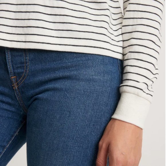 MARINE LAYER - Double Knit Carter Henley in White/Black Stripe - Picture 2 of 2